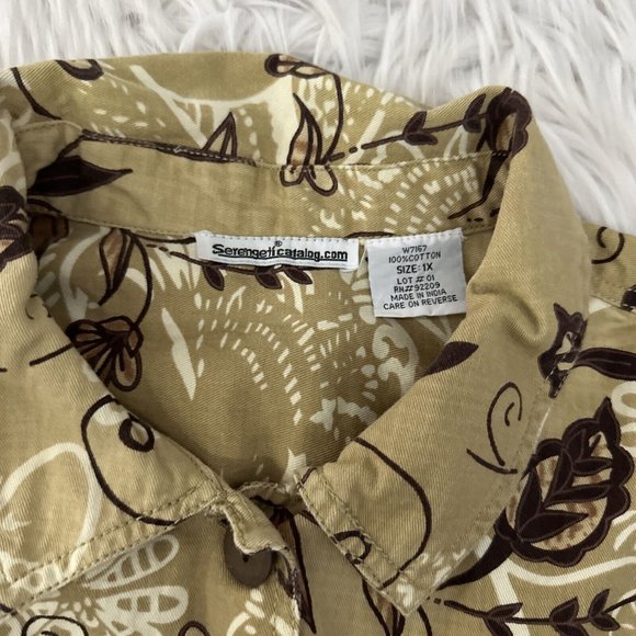 Serengeti Catalog woemns 100% cotton 1X floral jacket deco button - Picture 5 of 10